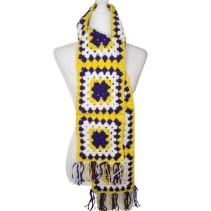 Handmade Crocheted Granny Square Scarf, OS Long